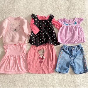 Bundle 3-6 baby girl pink tops pants outfit